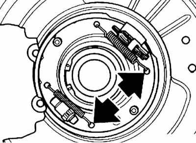 Замена тормозных колодок стояночного тормоза и их разжимного механизма